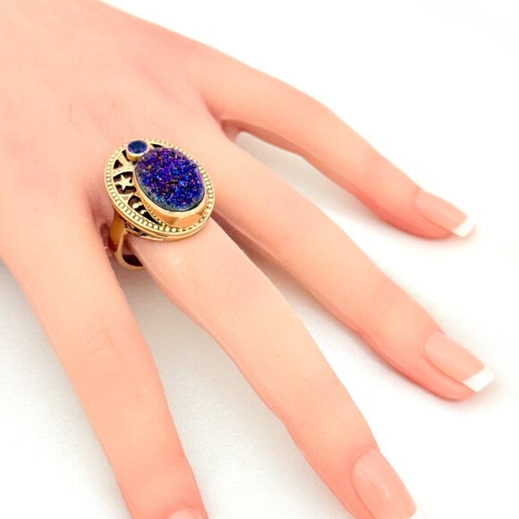 Nicky Butler Bronze Druzy and Amethyst Ring - Size 11 - Picture 4 of 11